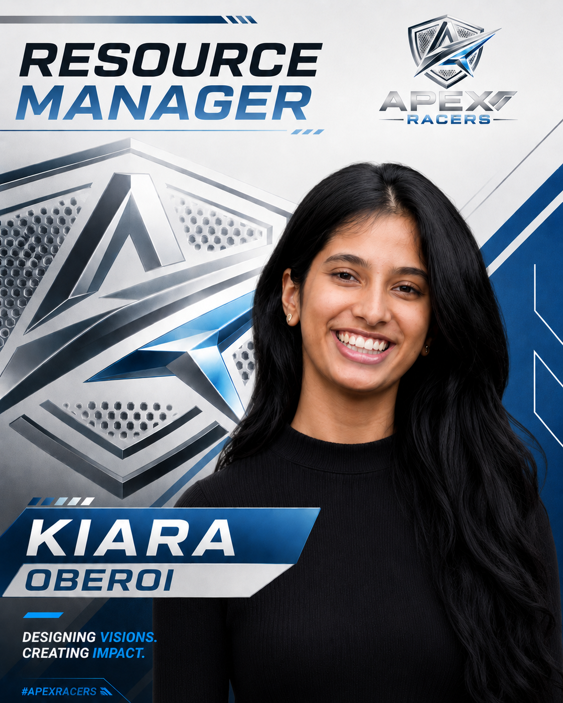 Kiara Oberoi, Resource Manager of Apex Racers